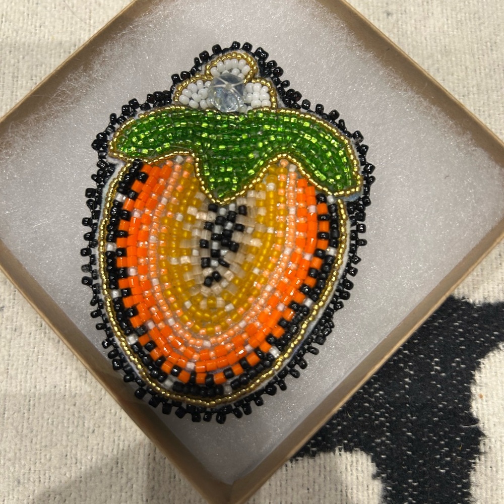Beaded Orange & Green Phone Grip